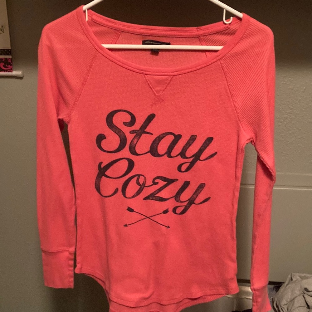Bright pink stay cozy long sleeve